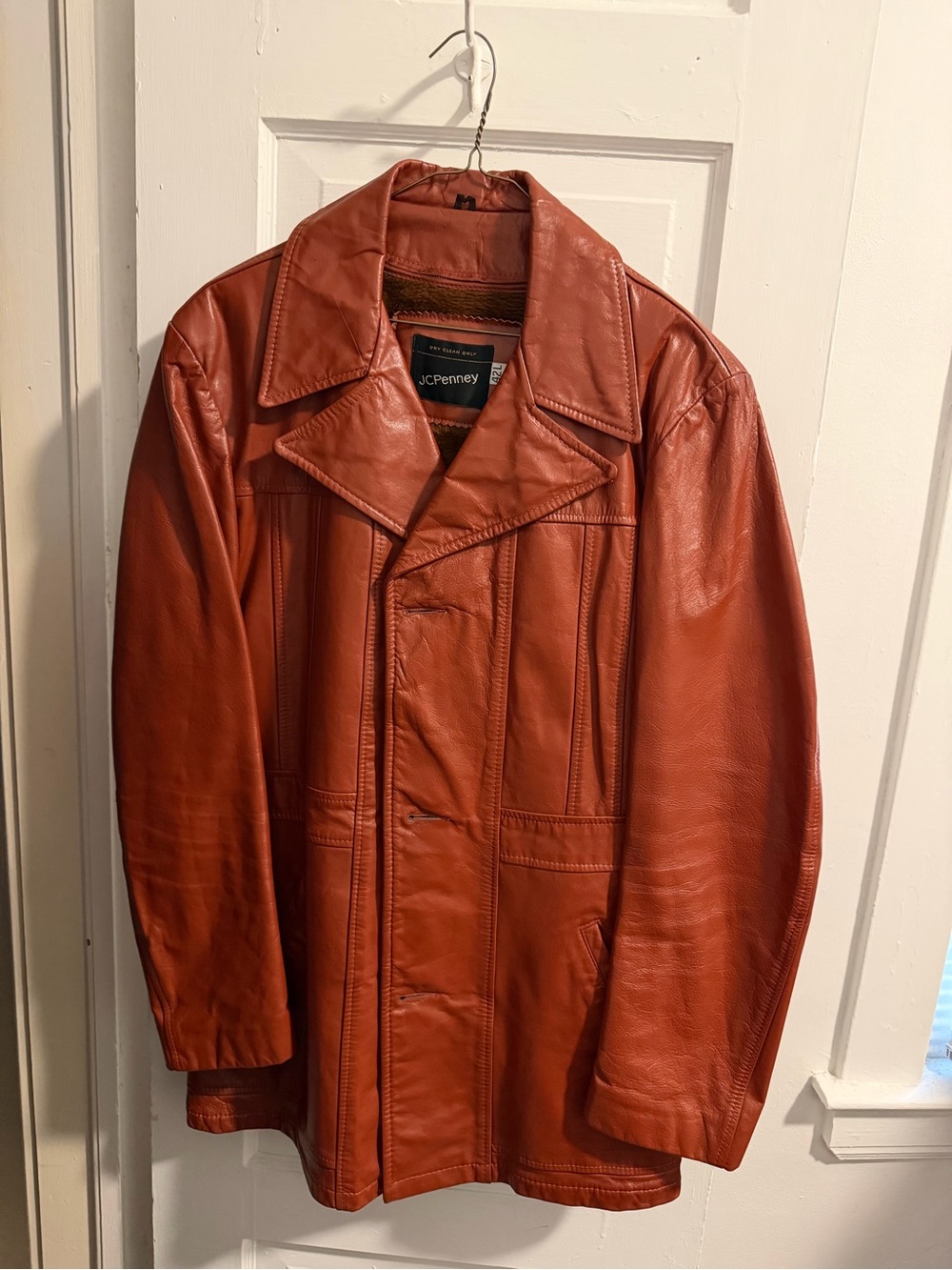 Vintage (70s) JCPenney Genuine Leather Car Coat Size 42L